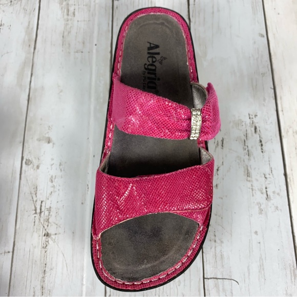 Alegria Karmen Womens Full Rocker Sandals Size 9 Pink Leather 39 EU Snakeskin - Picture 6 of 10